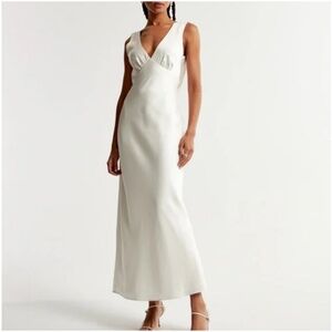 Abercrombie and Fitch White Satin Maxi Dress